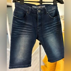 Dark wash stretch jeans shorts